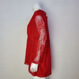 Vintage Y2K Lane Bryant Plus Size Red Lace Blouse